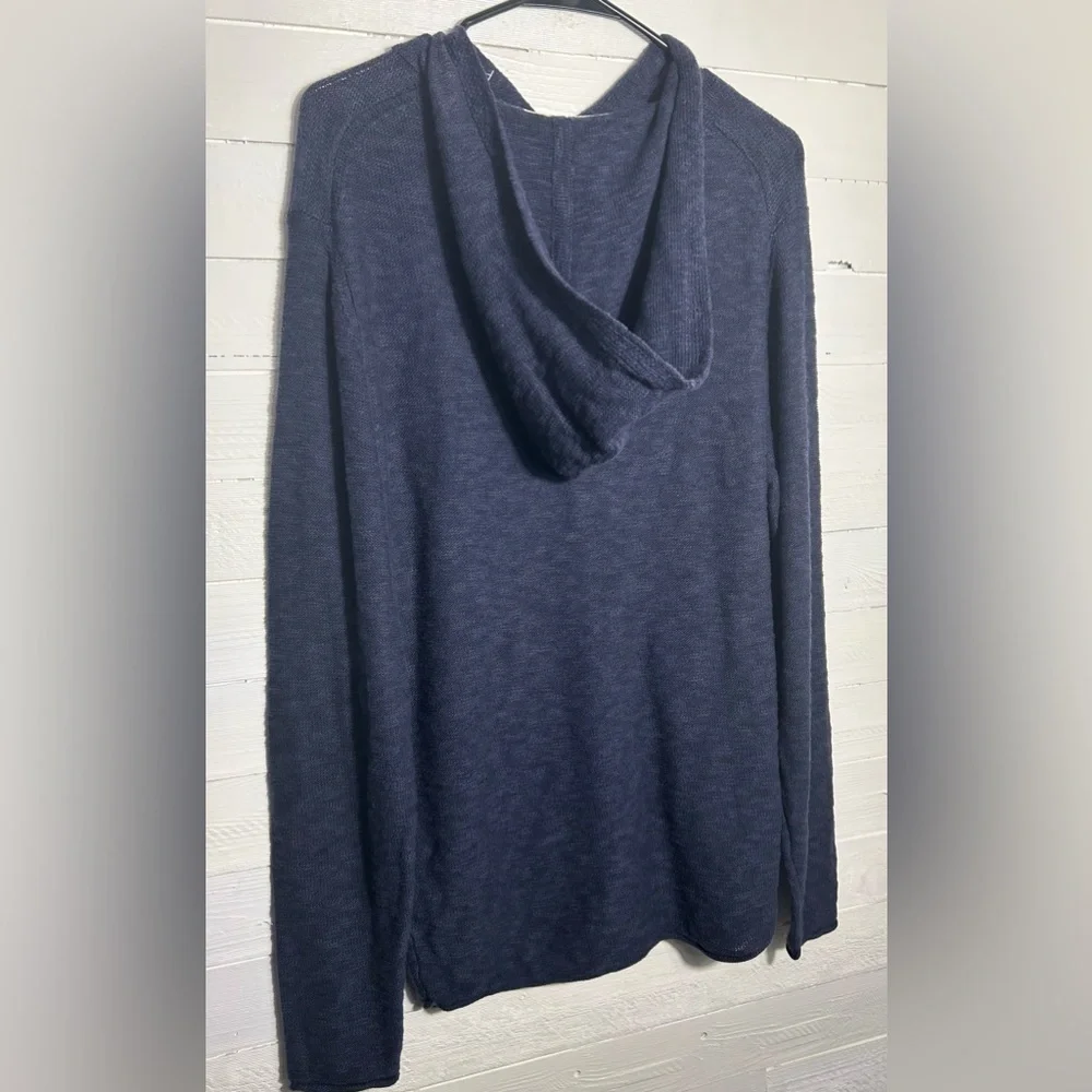 NWT Weatherproof Mens knit sweater hoodie, navy blue, size medium. Cotton blend.
